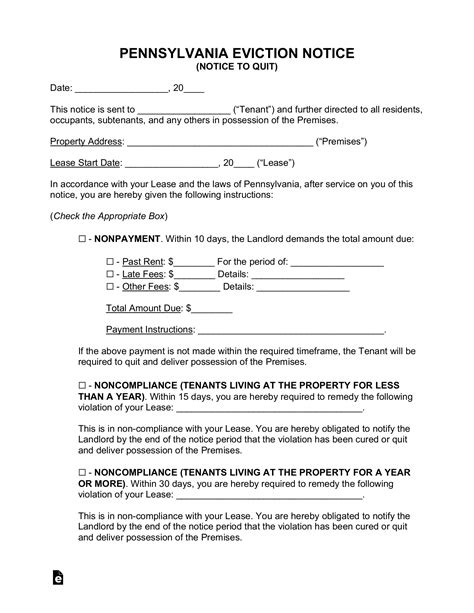 Free Pa Eviction Notice Template